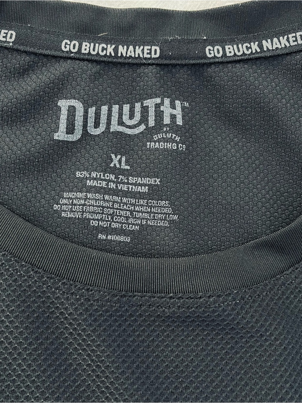 Duluth Trading Shirt Men's XL Black Go Buck Naked Performance Crew Base